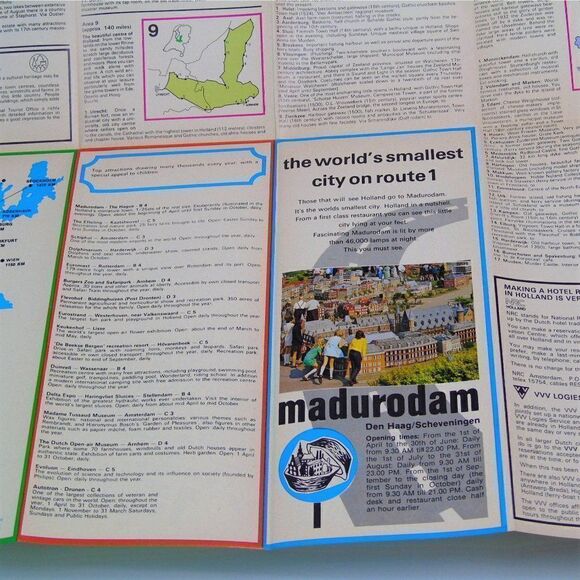 Holland Tourist Road Map Vintage 1975 Fold Out Highway Map Netherlands Travel - Picture 8 of 9